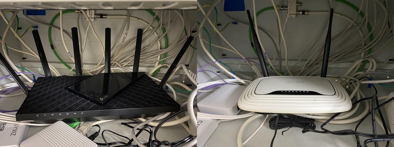 Oba routery v testovacím prostředí